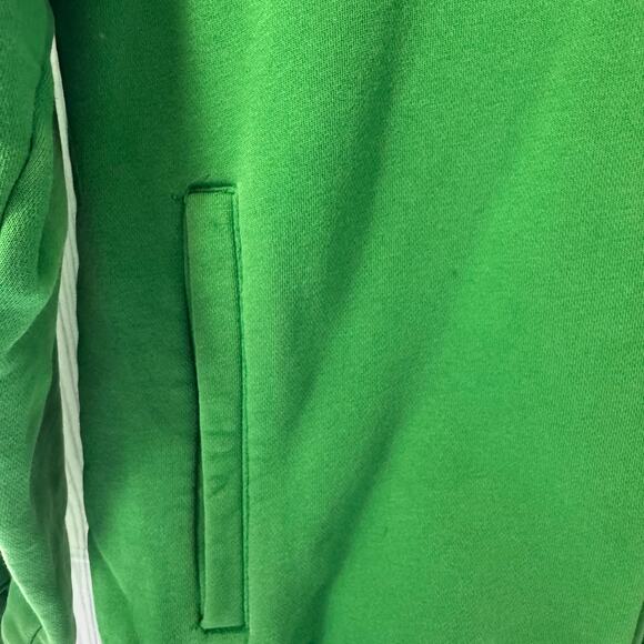 Adidas Vintage Logo Full Zip Striped Hoodie Green Mens Large - Picture 3 of 10